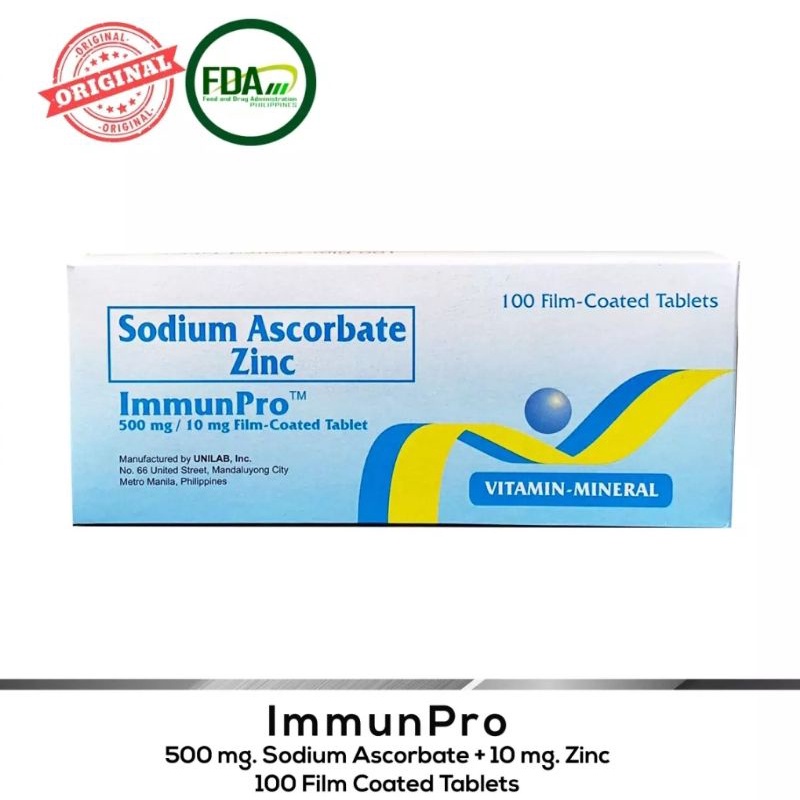 IMMUNPRO UNILAB ( Sodium Ascorbate + Zinc ) Shopee Philippines