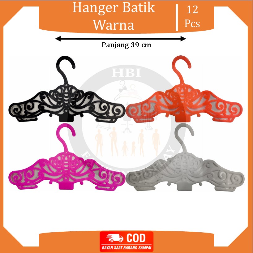 GANTUNGAN Colored Batik Hanger / Butterfly Model Clothes Hanger ...