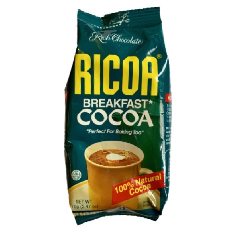 Ricoa Breakfast Cocoa 100% Natural Cocoa 70g