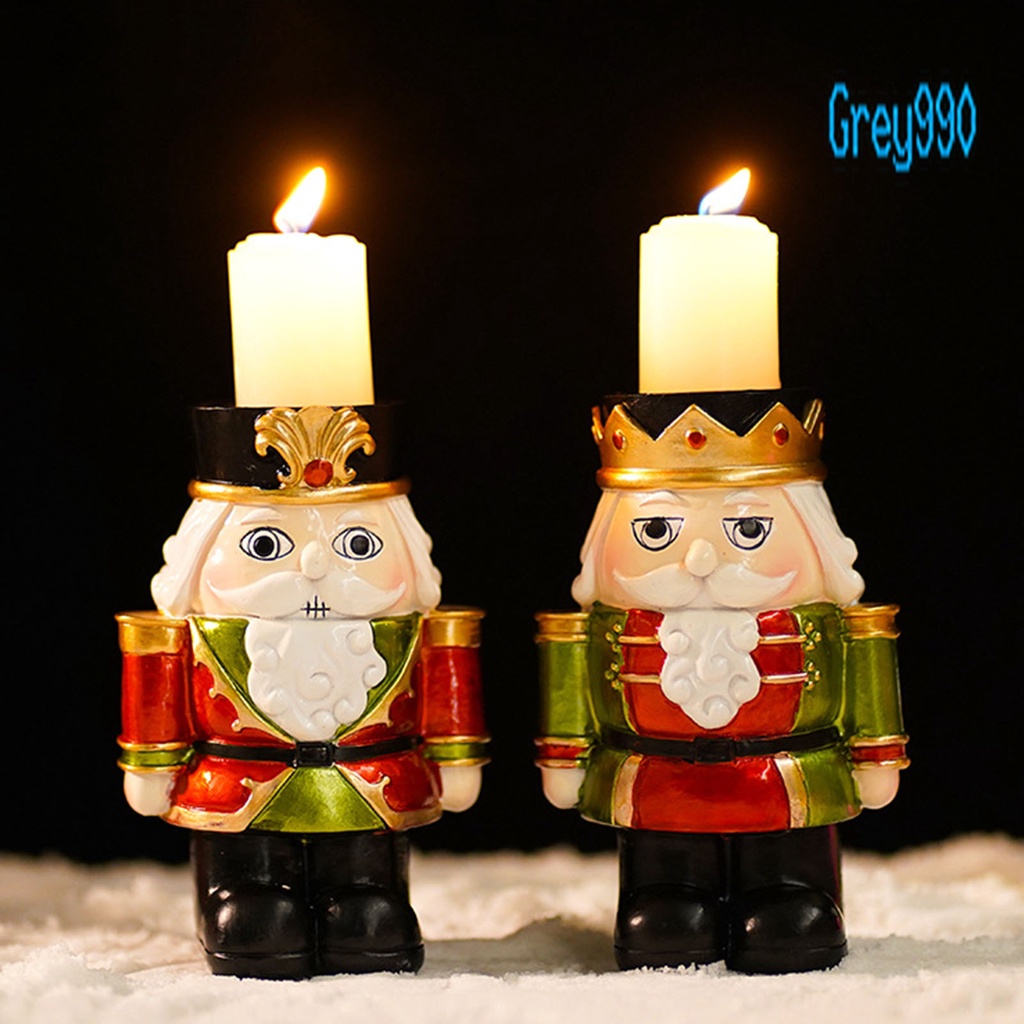 Grey Nutcracker Candle Holder Cartoon Increase Atmosphere Festive ...