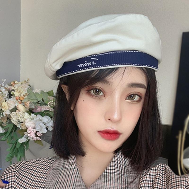 Women Beret Hat Casual Navy Sailor Hat Bowknot Uniform Hat Painter ...