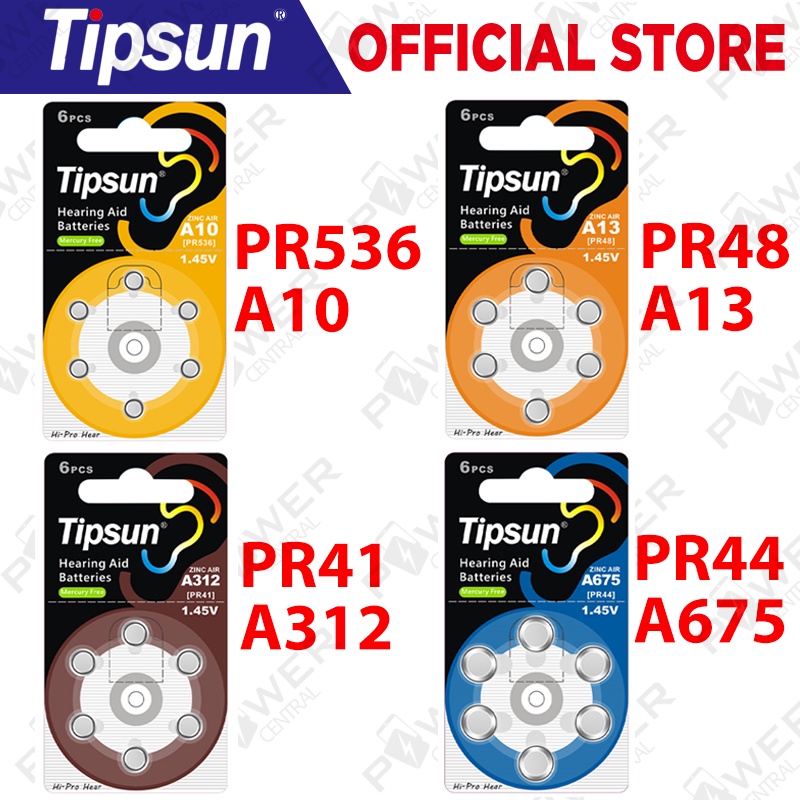 Tipsun Hearing Aid zinc air Battery A10 PR70 PR536, A312 PR41, A13 PR48 ...