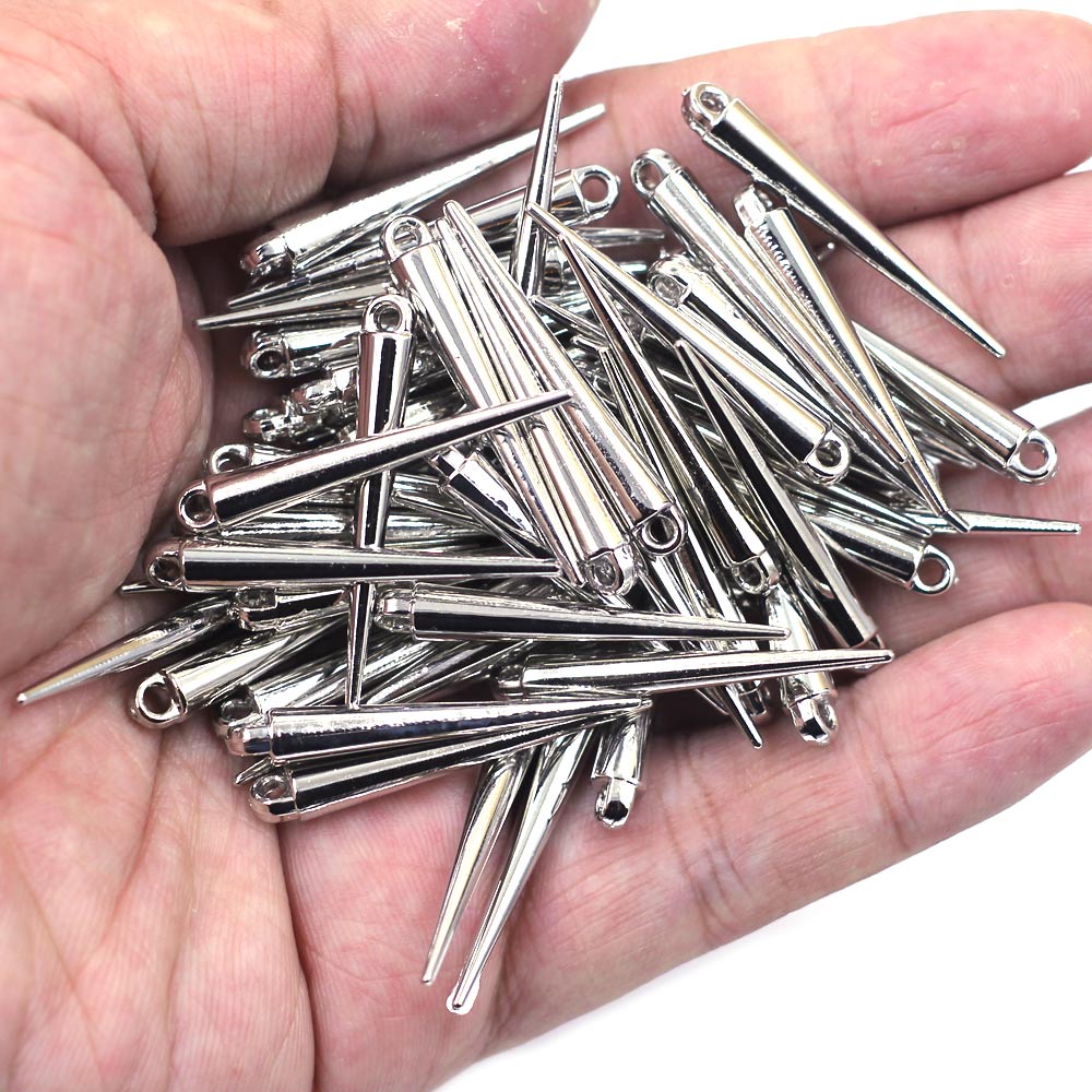 50Pcs Pendants Silver Tone Cone Acrylic Spike Tear Rivet Punk Studs and ...