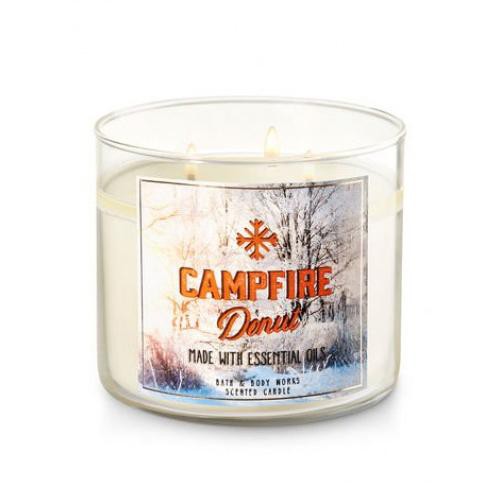 AUTHENTIC Bath and Body Works Campfire Donut 3-Wick Scented Candle ...