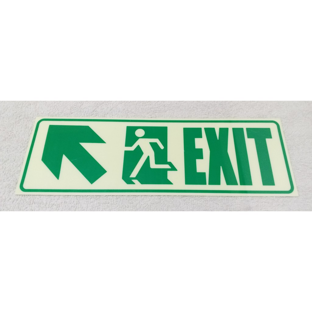 Luminous Exit Arrow Up Left Sign Sticker | Shopee Philippines