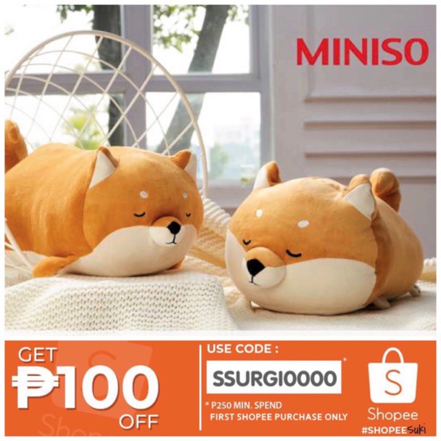 Shiba Inu Lovely Lying Stuff Stuffed Plush Toy Miniso Shopee