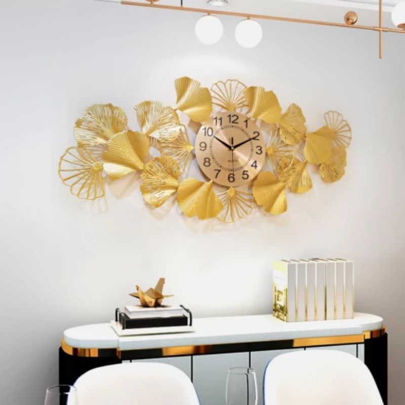 Luxury Nordic Gold Large Metal Iron Wall Clock Elegant Home Decoration ...
