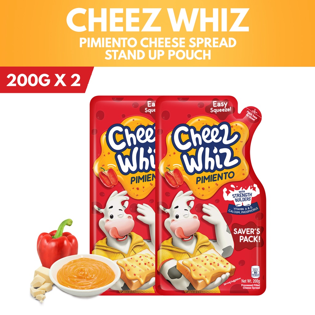 Cheez Whiz Pouch - Pimiento Cheese Spread 200g with Vitamin A & D