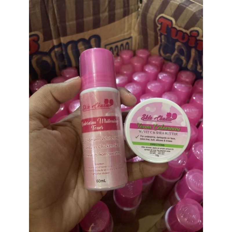 SKIN CHARM UNDERARM WHITENING TONER + TAWAS CALAMANSI CREAM | Shopee ...