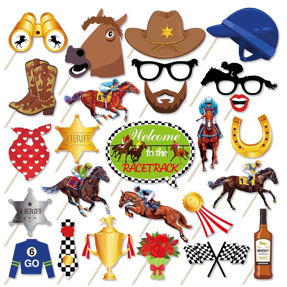 25pcs Outdoor Horse Racing Reward Birthday Party Photo Booth Props Race ...