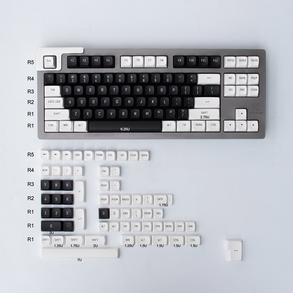 Double Shot 150 Keys MSA Profile Keycap White Black Keycaps ISO Enter ...