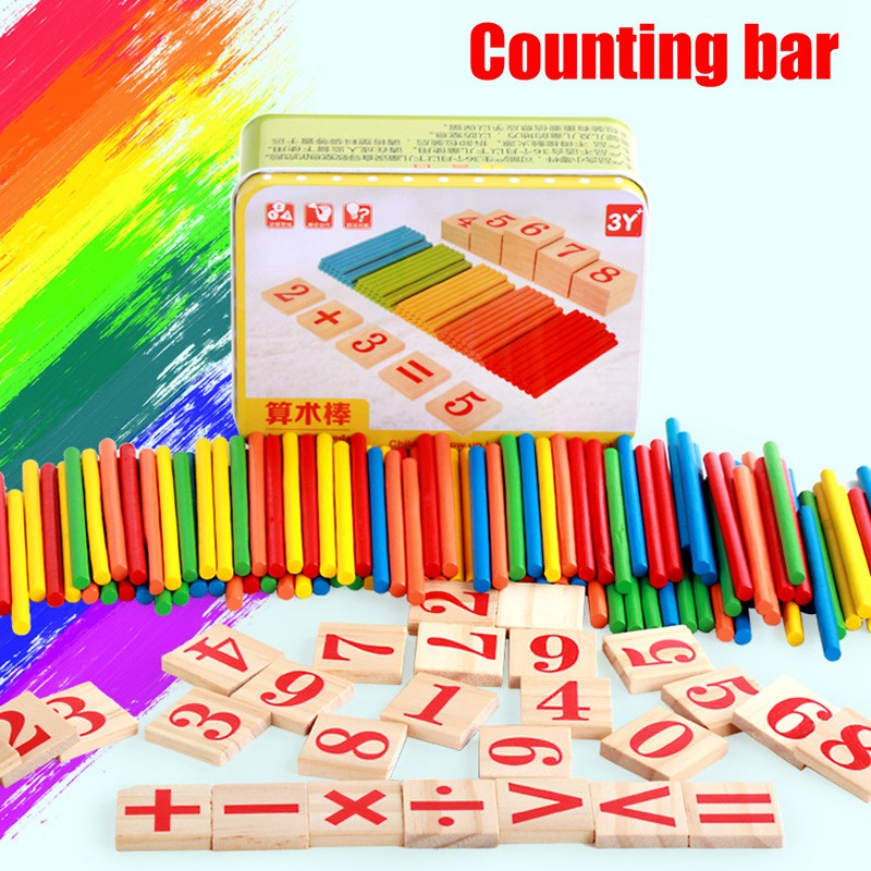 Wooden Numbering Kids Multi-Color Mathematical Educational Stick ...