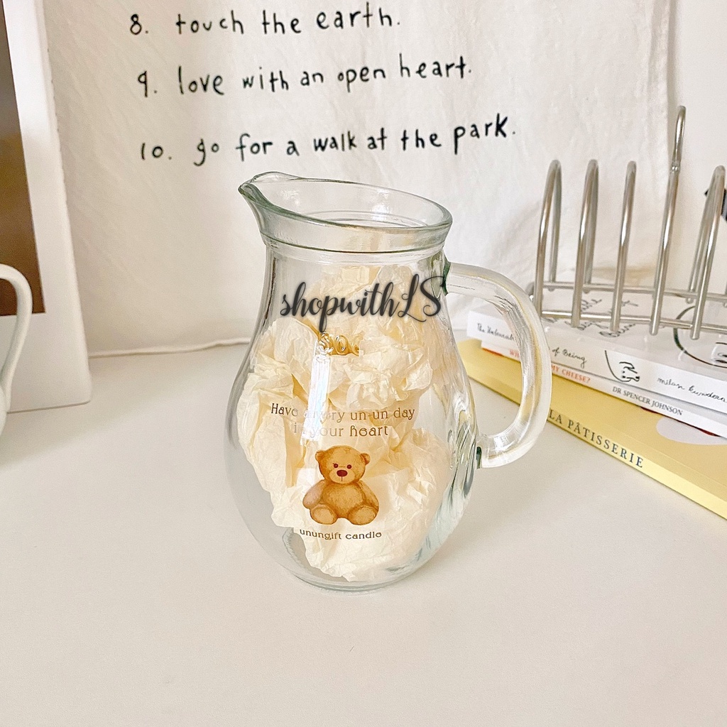 Bear Water Jug / Cute Water Jug / Bear Motif Glass Water Teapot / Cute Pitcher Korean Style