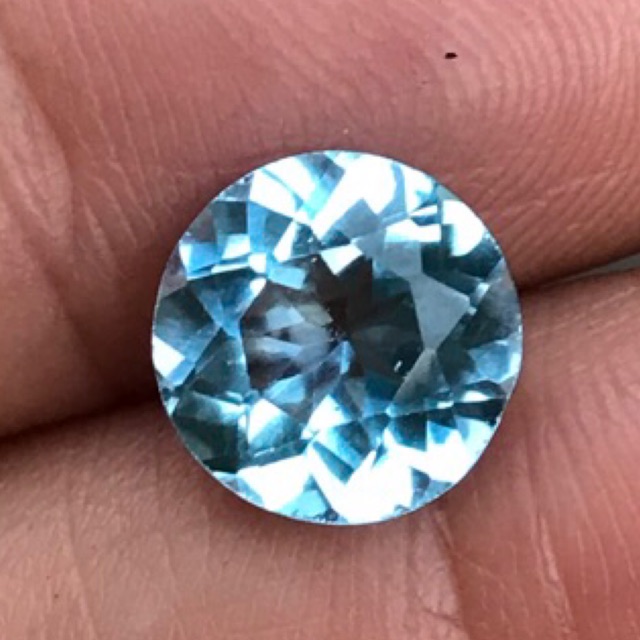 3.87 CT VVS Sky Blue Topaz Brazil Round 9.9 Mm | Shopee Philippines