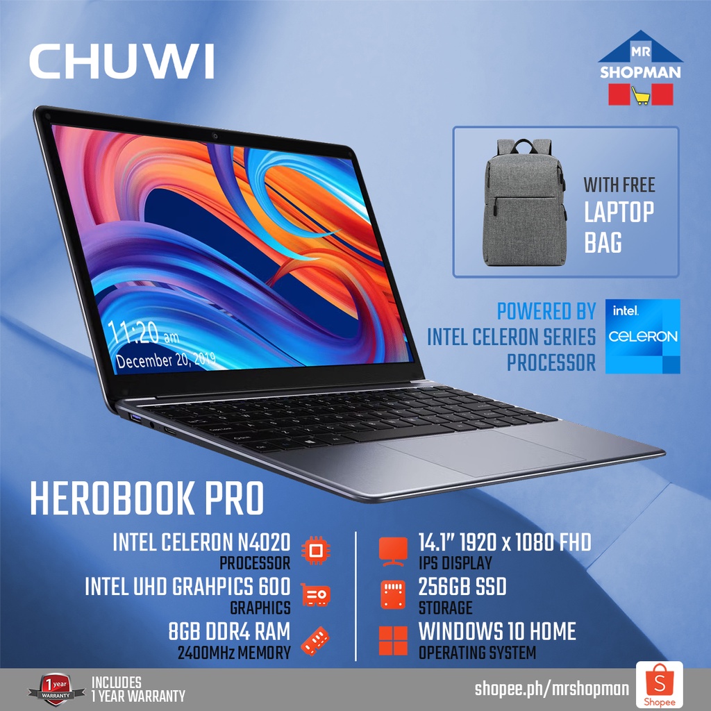 Chuwi Herobook Pro 14.1" IPS 1080p 8Gb RAM 256Gb SSD Laptop | Shopee ...