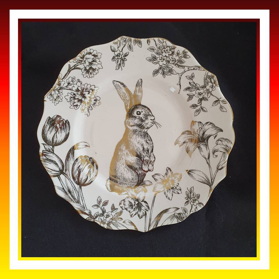 Decorative Plate Ceramic Salad Plate Beautiful Rabbit Motif Diameter ...