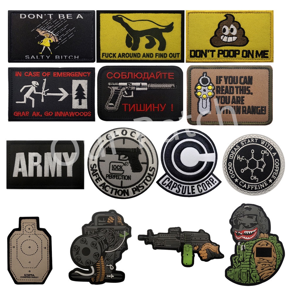 DON'T POOP ON ME NEVER DIE Skull Warrior Embroidered Tactical Patch Hook & Loop PVC Applique