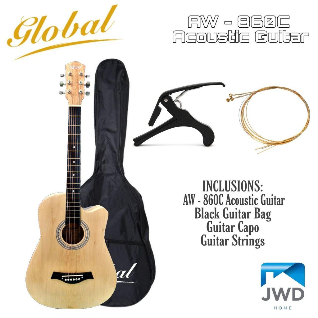 Global Acoustic Guitar w Guitar Bag Capo and Strings Shopee Philippines