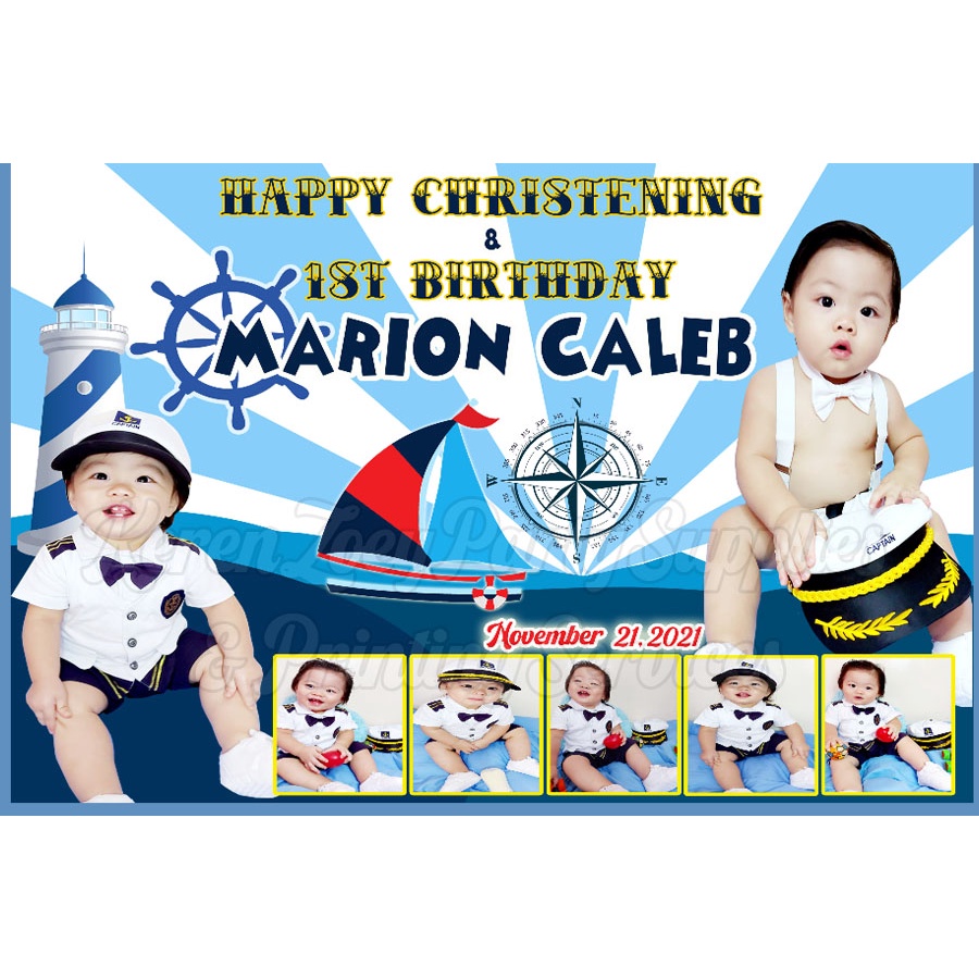 Nautical or Marine or Navy Themed Tarpaulin for Birthday 3ft x 4ft ...
