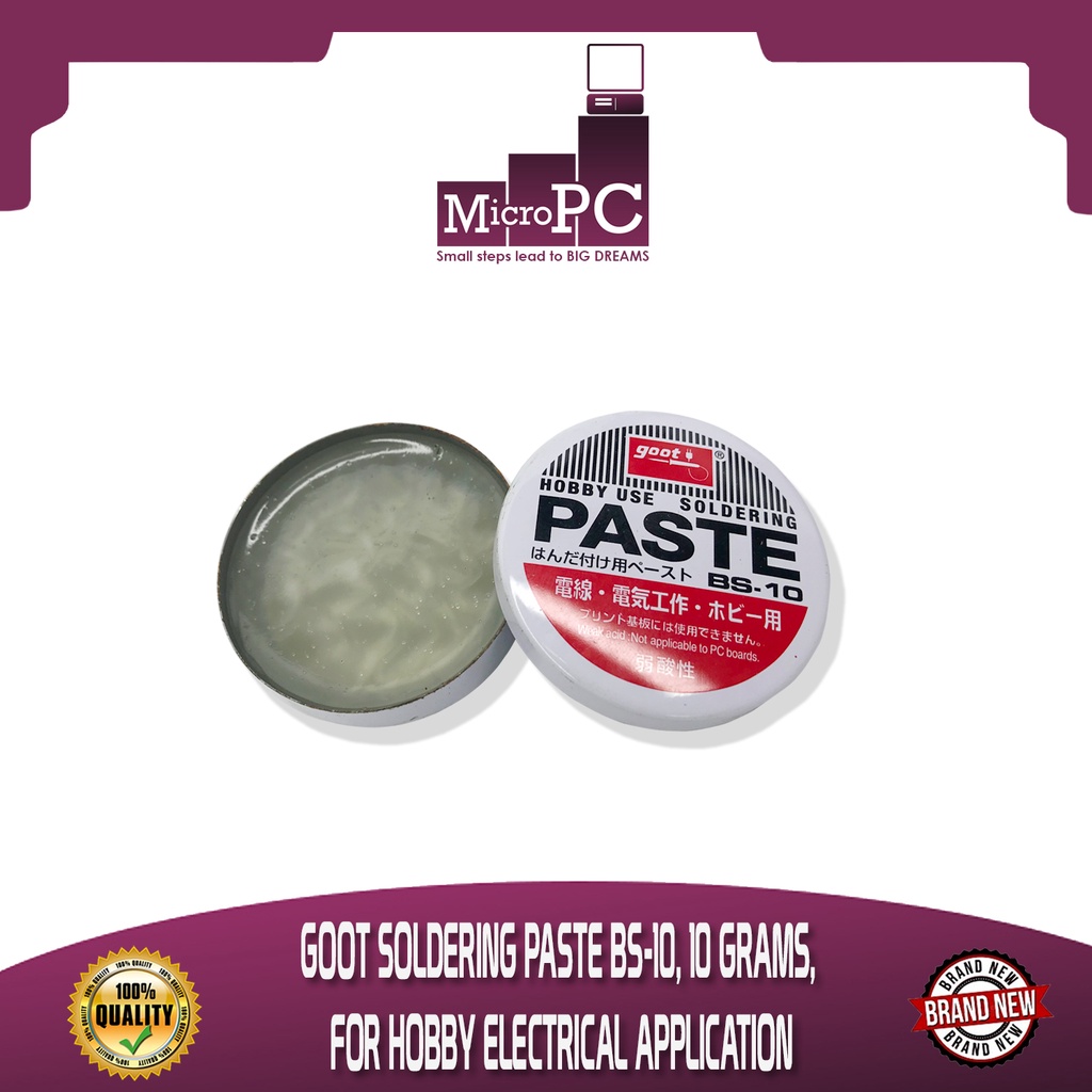 GOOT SOLDERING PASTE BS10, 10 GRAMS, FOR HOBBY ELECTRICAL APPLICATION