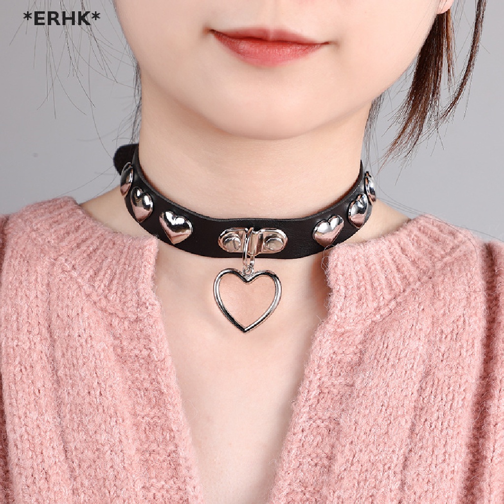 QrhYK> Anime Necklace Vintage Gothic Spike Rivet Pendant Heart Leather ...