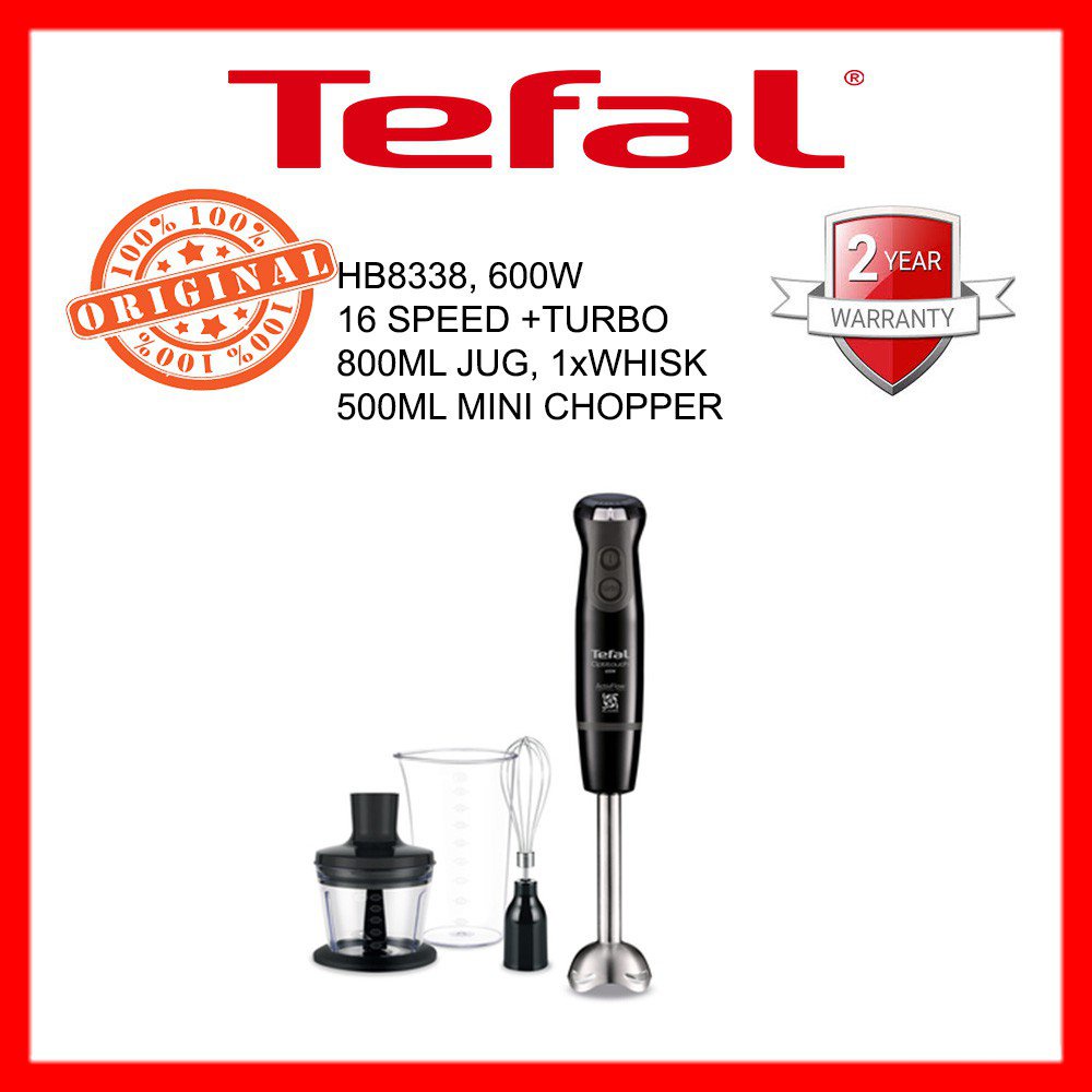 TEFAL HAND BLENDER HB8338, 100ORIGINAL BRAND NEW SET, 600W POWER, O.8L BOWL CAPACITY Shopee