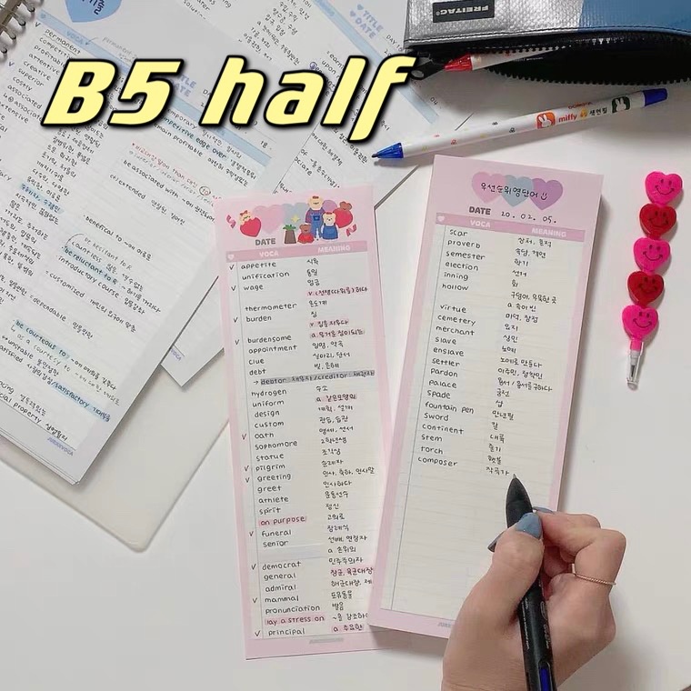 Ins Love B5 half Notepad Cute Vertical Version Double-Sided Printing ...