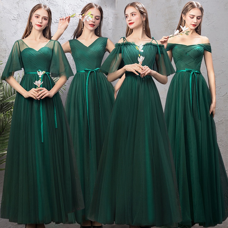 Emerald green long bridesmaid dress sale