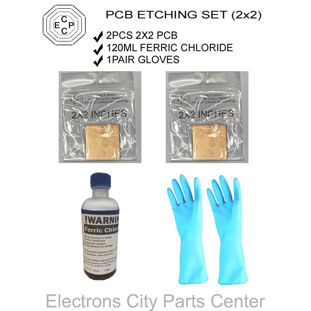 PCB ETCHING SET (2x2 or 4x2 or 4x3, Ferric Chloride, Gloves) | Shopee ...