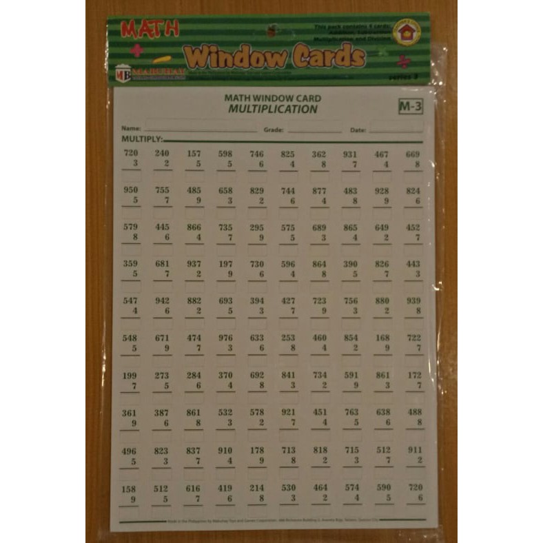 Math Window Card Series 3 (Addition, Subtraction, Multiplication ...