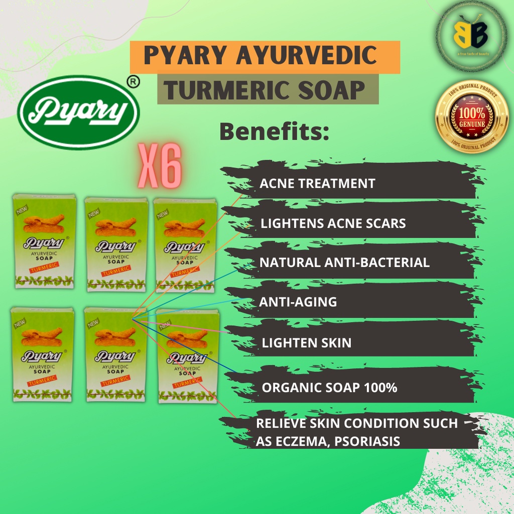 Pyary Ayurvedic Turmeric Soap 75g X 6 Shopee Philippines