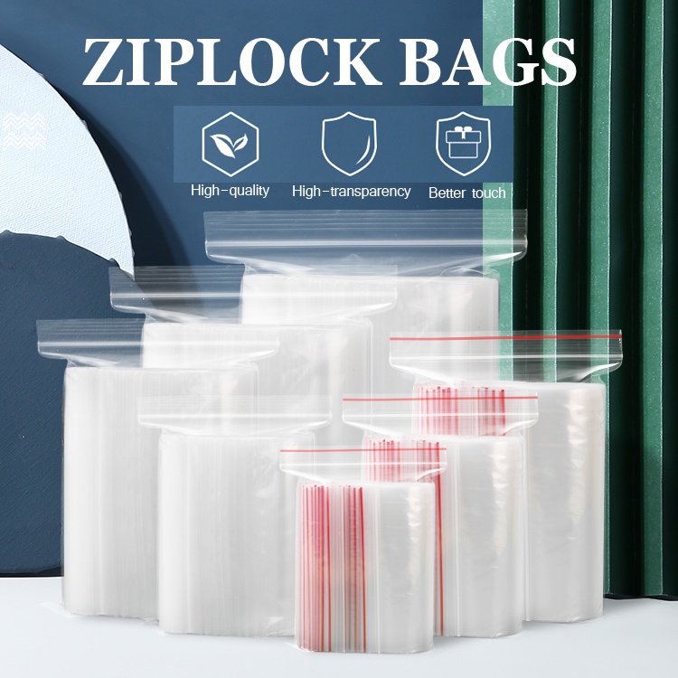Zip Lock Plastic Pouch Food Storage Resealable Clothes Packaging