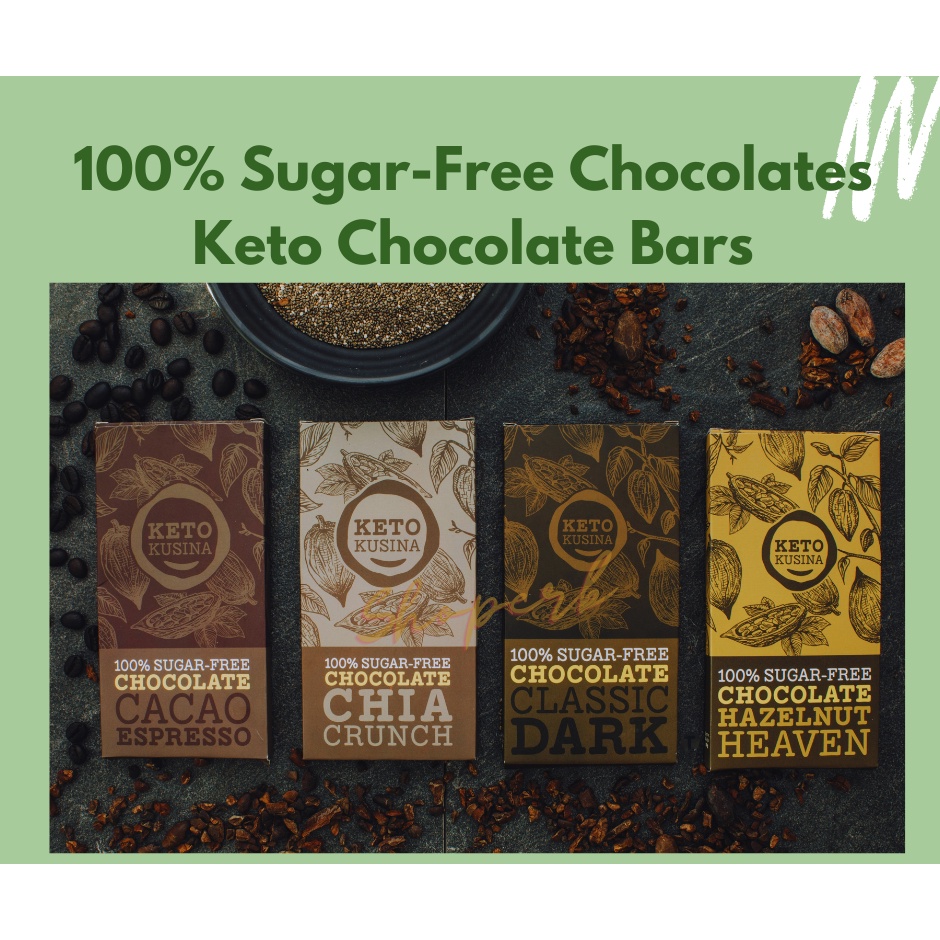 Keto Kusina CHOCOLATE BARS 100 Sugar Free KETO Friendly VEGAN