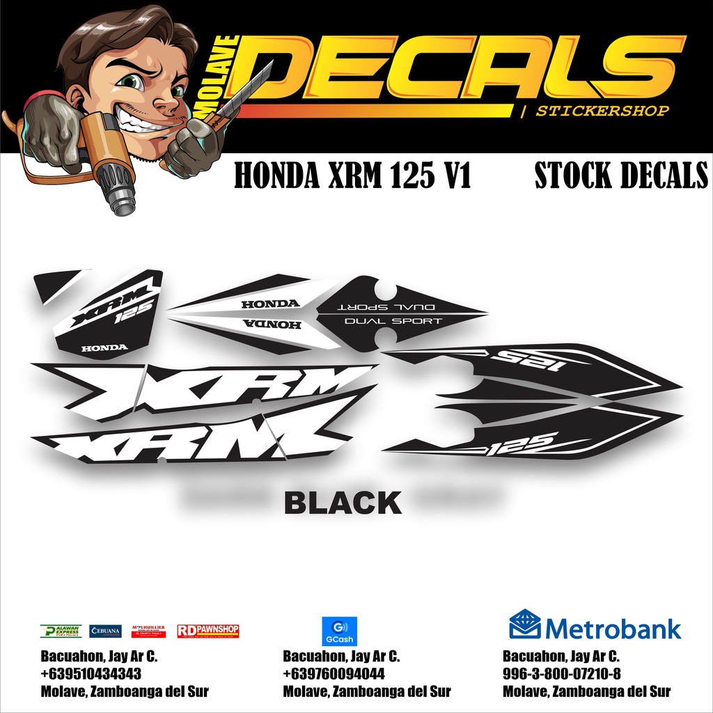 HONDA XRM 125 V1 STOCK DECALS | HIGH QUALITY | HD PRINT (BLACK ...