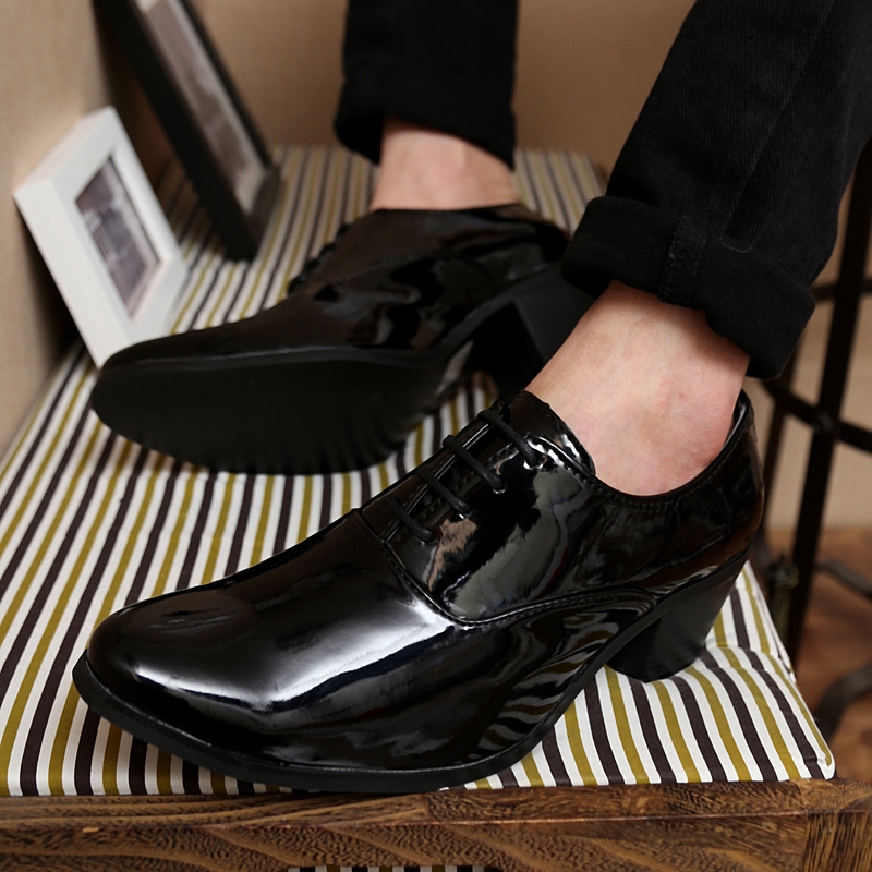 Men Increase High Heel Formal Shoes Lace Ups Leather Shoes White Black Dress Shoes Shopee Philippines