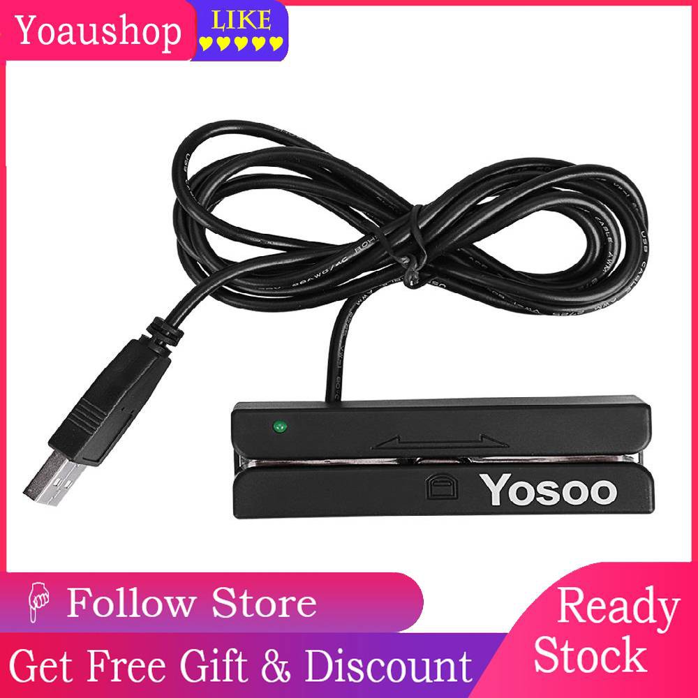 Yoaushop USB MSR90 3 Tracks Hi‑Co Magnetic Stripe Credit Card Swipe ...