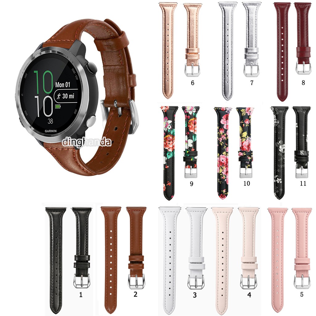 Slim Leather Band Strap for Garmin Forerunner 645 245 245M Vivoactive 3 5 Active 5 Venu Sq 2 Venu 2 Plus