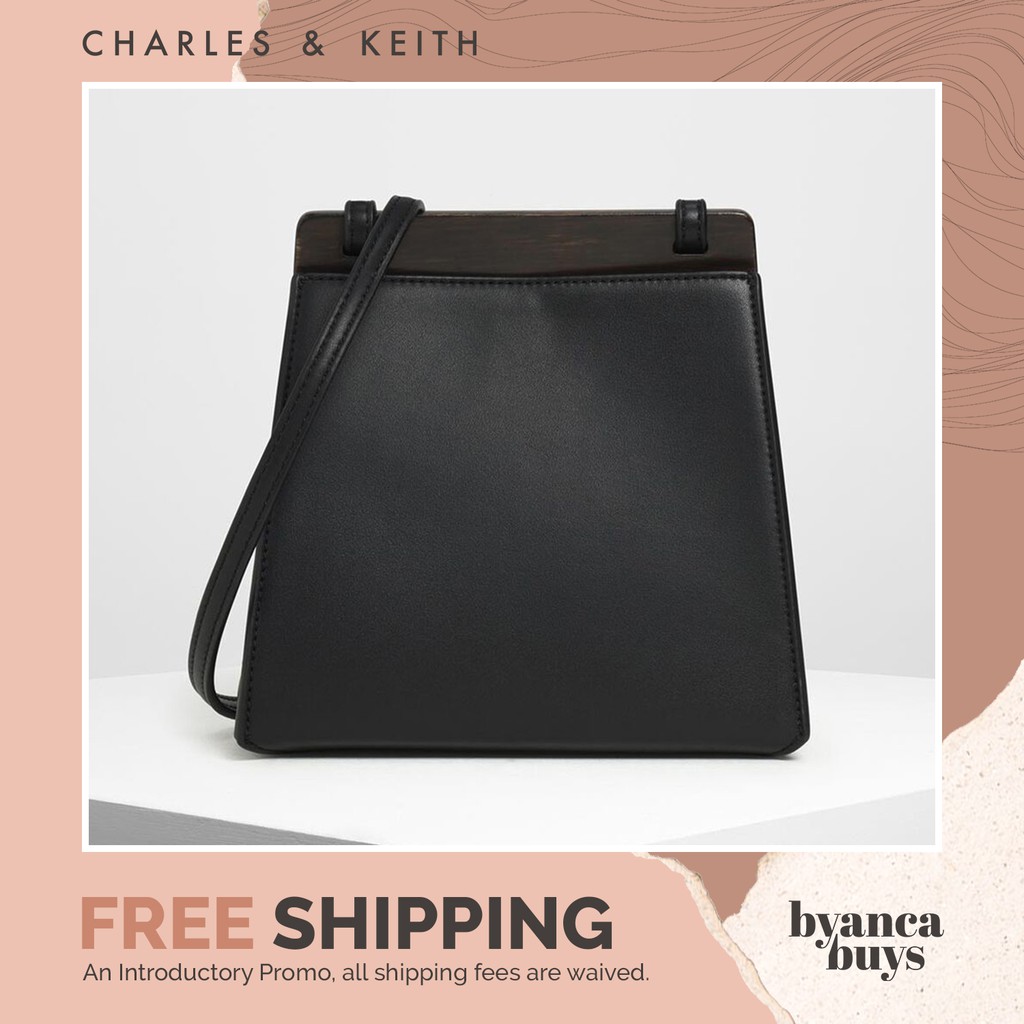 Charles and Keith Angular Crossbody Bag (Black) Shopee Philippines