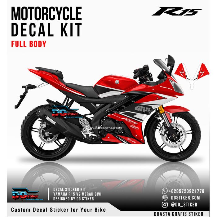 Decal Sticker R15 V2 Merah GIVI DG Stiker | Shopee Philippines