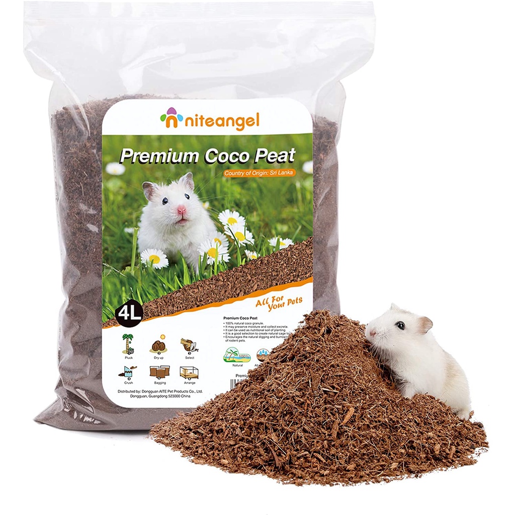 Niteangel Premium Coco Peat, Coco Coir, Cork Granules, Forest Moss Natural Bedding for Hamster