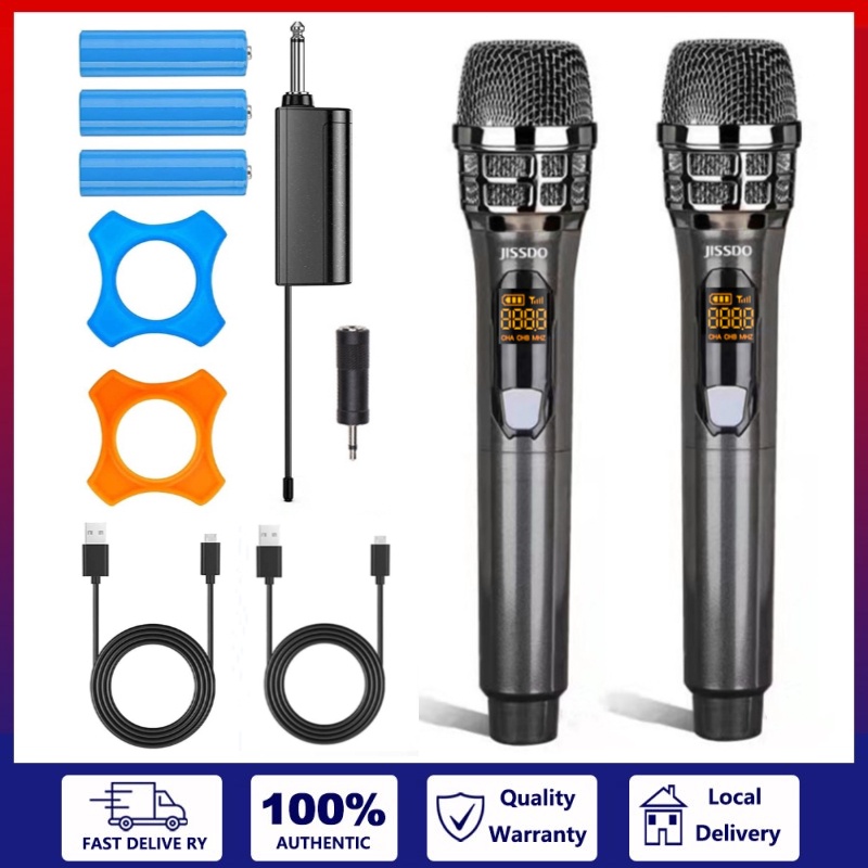 Wireless Microphones,Dual Handheld Mic with mini Receiver,Dynamic ...