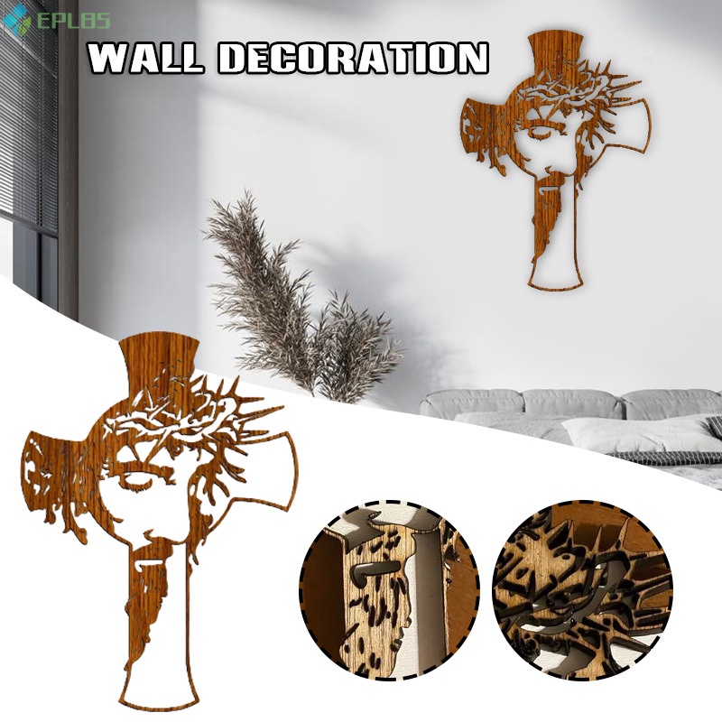 Cross Christian Wood Wall Art Craft Decor Home Hangings Hook Hole ...