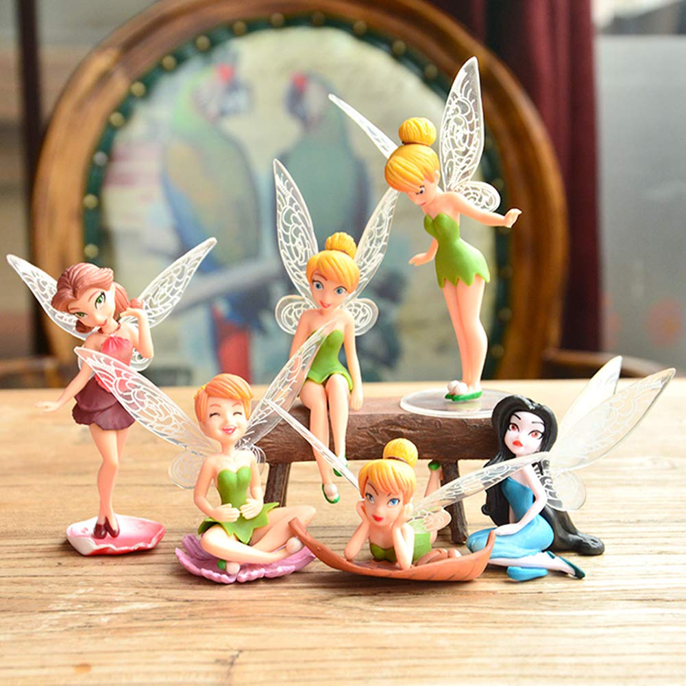 6pcs Tinkerbell Tinker Bell Fairy Girls Dolls Figures Cake Topper Party