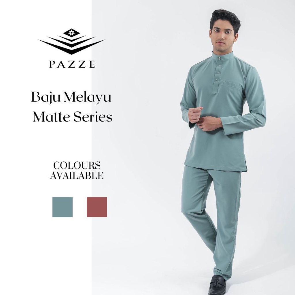 Pazze Baju Melayu Modern Slim Fit Dusty Green Pink Belacan | Shopee ...