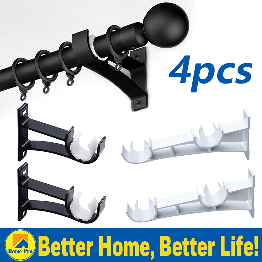 4Pcs Curtain Pole Brackets Double Aluminum Alloy Roman Curtain Track