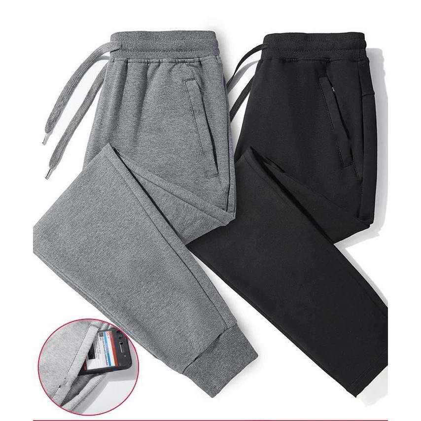 Unisex Plain Cotton Jogger Pants (Makapal Tela) with zippers | Shopee ...