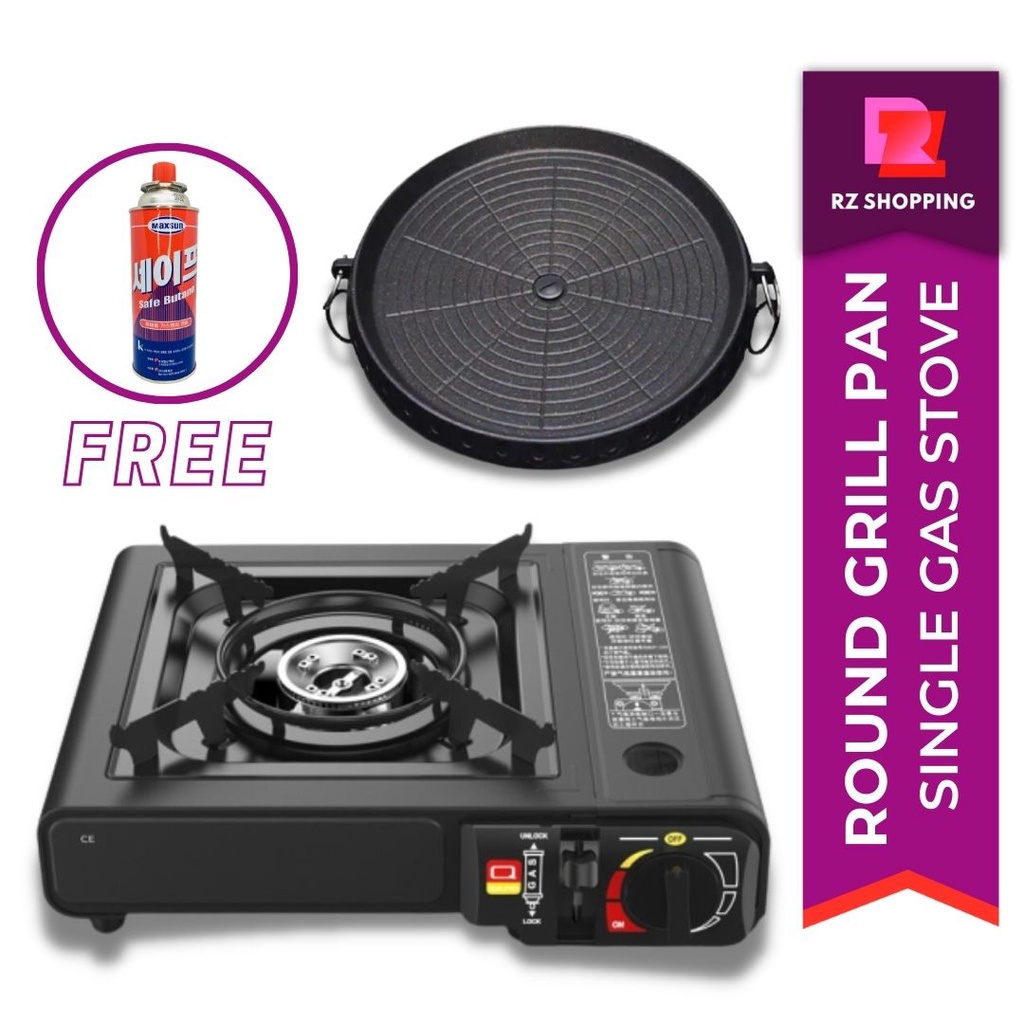 COMPLETE SET Korean Samgyupsal Round Basic Set Round Grill Pan w