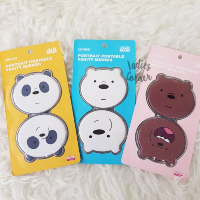 We Bare Bears Mirror Folding Mirror Compact Wbb Miniso Shopee Philippines