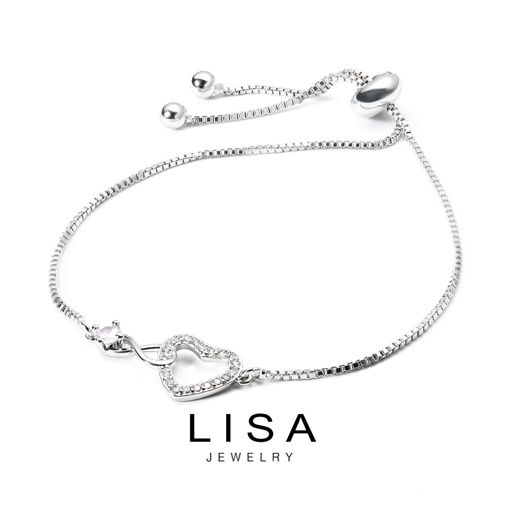 Lisa 14k White GoldPlated Heart Pendant Silver Bracelet Ladies Bracelet ...