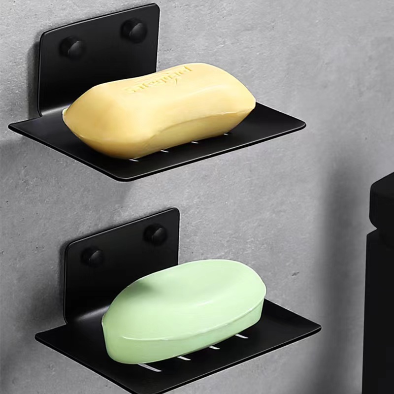 RCG Black Stainless Steel Soap Holder Bathroom Shower Soap Drain Rack ...